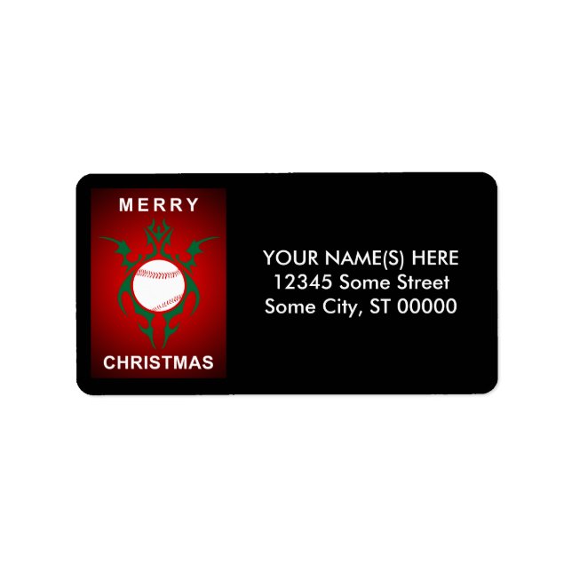 stambaseball god jul adressetikett (Framsidan)