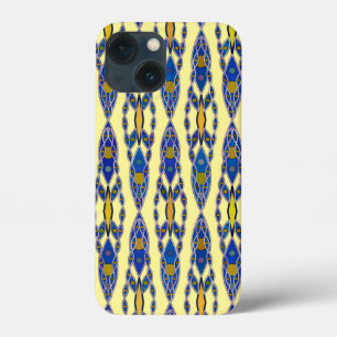 Stambatik - Stålblått, Grått och Gult