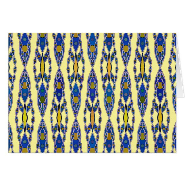 Stambatik - Stålblått, Grått och Gult OBS Kort (Framsidan Horizontal)
