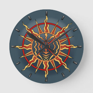 Stambock Modern Native Sol Wall Clodeeller Rund Klocka