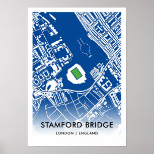 Stamford Bridge Stadionkarta – Hem för Chelsea FC Poster