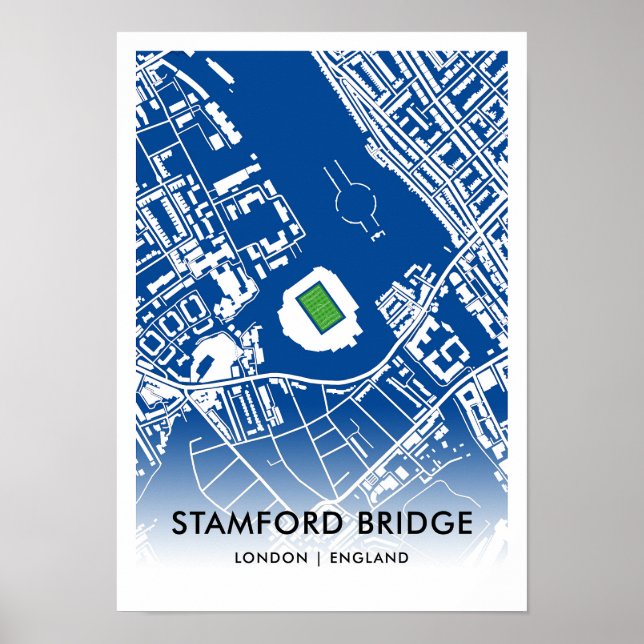 Stamford Bridge Stadium Karta - Chelsea FC:s hem Poster (Framsidan)
