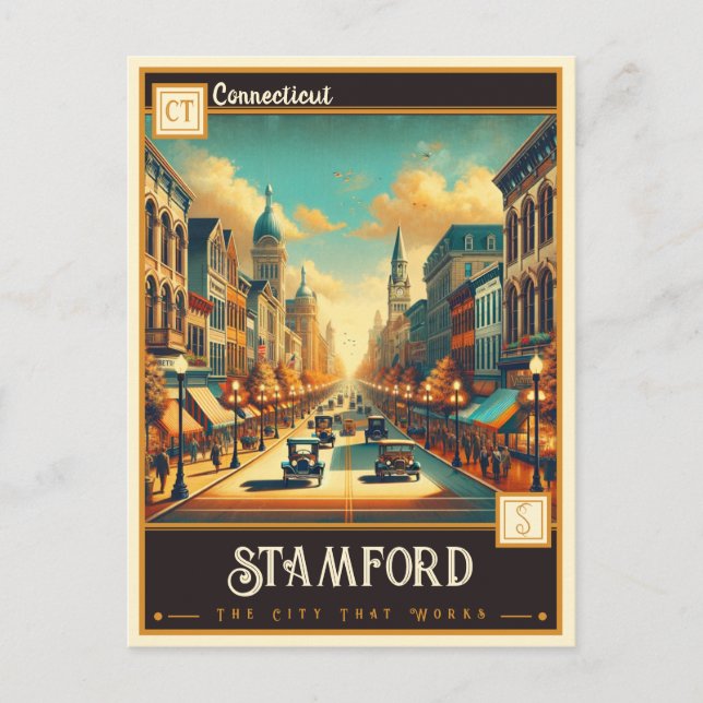 Stamford, Connecticut | VINTAGE Vykort (Framsida)