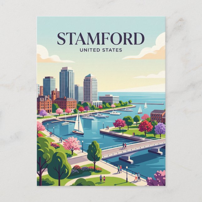 Stamford Connecticut Vykort (Framsida)