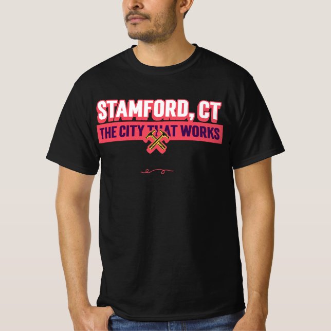 Stamford, CT City som fungerar T Shirt (Framsida)