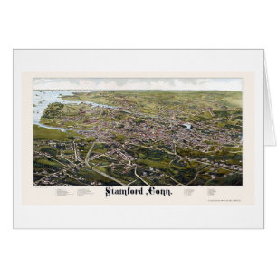 Stamford panorama- karta för CT - 1883 Hälsningskort