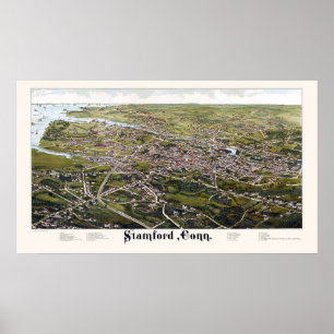 Stamford panorama- karta för CT - 1883 Poster