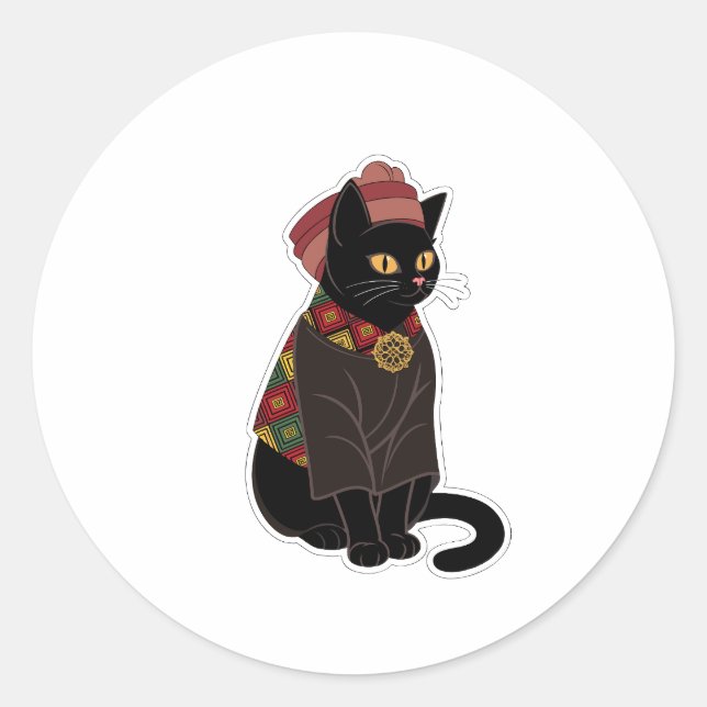 Stamhövdingen Svart Katt Klistermärke (Framsida)