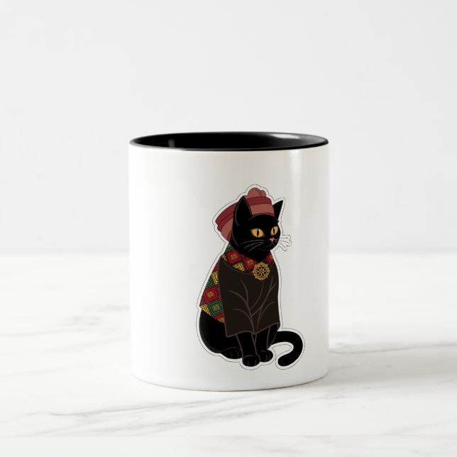 Stamhövdings svarta katt-handväskor Två-Tonad mugg (Center)