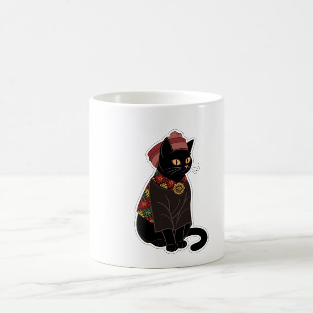 Stamhövdings svarta katt väska kaffemugg (Center)