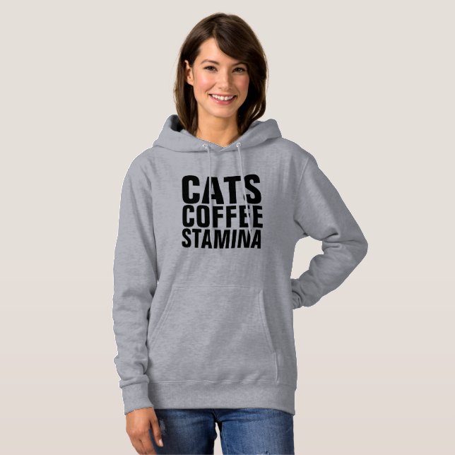 STAMINA Cat Lover Coffee Hoodies Tröja (Hel framsida)
