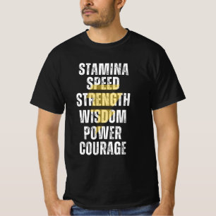 STAMINA, HASTIGHET, STYRKA, WISDOM, EFFEKT, KOURAG T SHIRT
