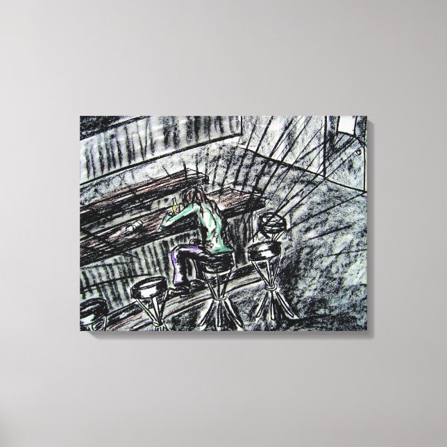 Stamkol för öl och tomt Pub teckning Canvastryck (Framsida)