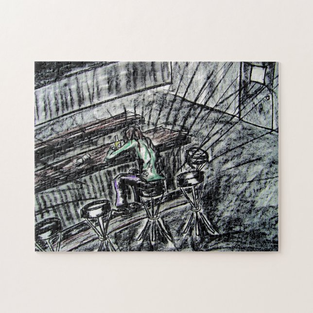 Stamkol för öl och tomt Pub teckning Pussel (Horisontell)