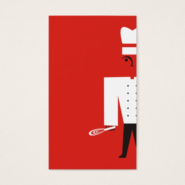 Stämma den manliga kocken som friterar kuddar buss visitkort (Framsidan)