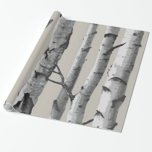 Stammar för vitbjörkträd på beige presentpapper
