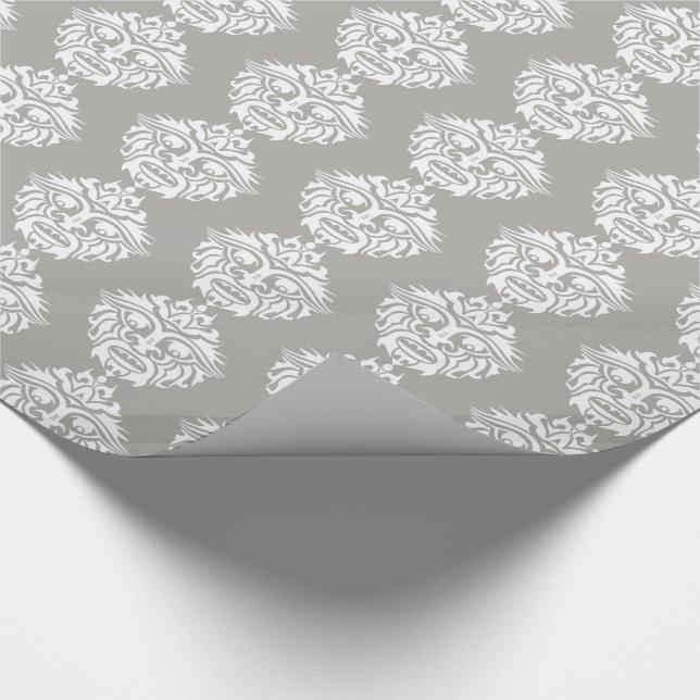 Stammask - Grått Glossy Wrapping Papper, 30 x 6' Presentpapper (Hörn)
