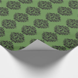 Stammask - Grönt Glossy Wrapping Papper, 30 x 6 Presentpapper