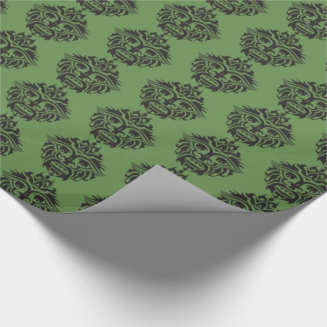 Stammask - Grönt Glossy Wrapping Papper, 30 x 6 Presentpapper (Hörn)