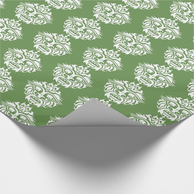 Stammask - Grönt Glossy Wrapping Papper, 30 x 6 Presentpapper (Hörn)
