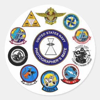 Stämmer för marinfotograf-kommandon runt klistermärke