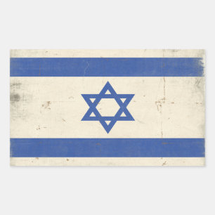 Stämmer med Coola Distress Israel Flagga Rektangulärt Klistermärke