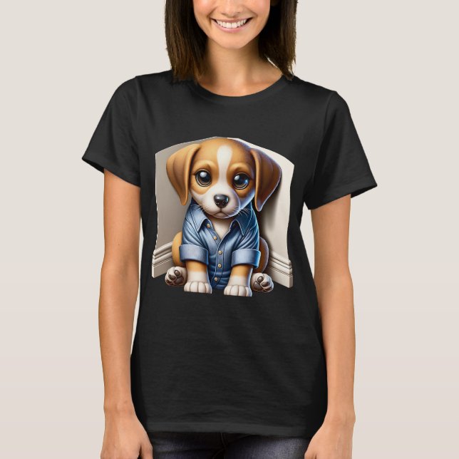 Stämning i ledsen Cute Puppy T Shirt (Framsida)