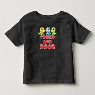 Stampa och rytande, roliga dinosaurie barn t shirt