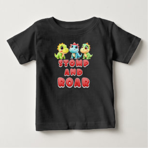 Stampa och rytande, roliga dinosaurie barn t shirt