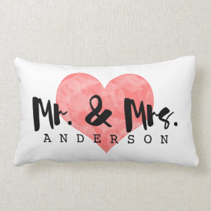 Stamped Heart Rustic Mr & Mrs Monogram Lumbarkudde