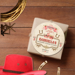 Stampede Birthday Sticker Runt Klistermärke