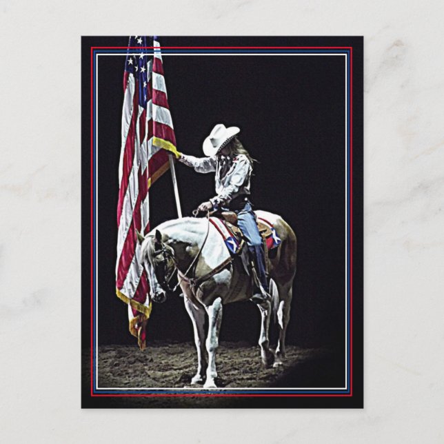 Stampede Prayers (röd, vit och blå gräns) Vykort (Framsida)