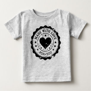 Stämpel svart - GJORD MED KÄRLEK - hjärta stjärnor T Shirt