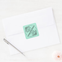 Stämpelcirkel - DIN TEXT & IDÉ - BLOMMOR 9 Fyrkantigt Klistermärke