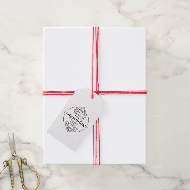 Stämpelcirkel - DIN TEXT & IDÉ - BLOMMOR 9 Presentetikett (Med Snöre)