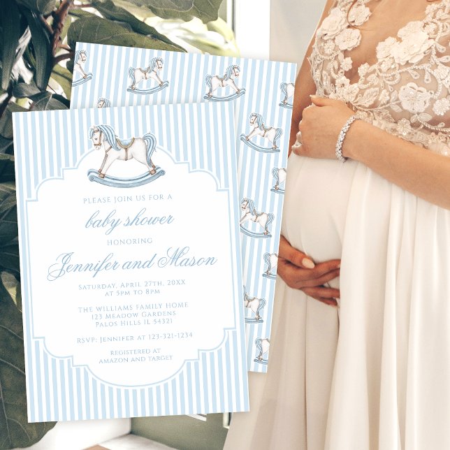 Stampen i pojke dusch på den blå roderhästen inbjudningar (Skapare uppladdad)