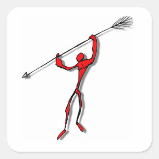 Stampil Spear Figur red Fyrkantigt Klistermärke