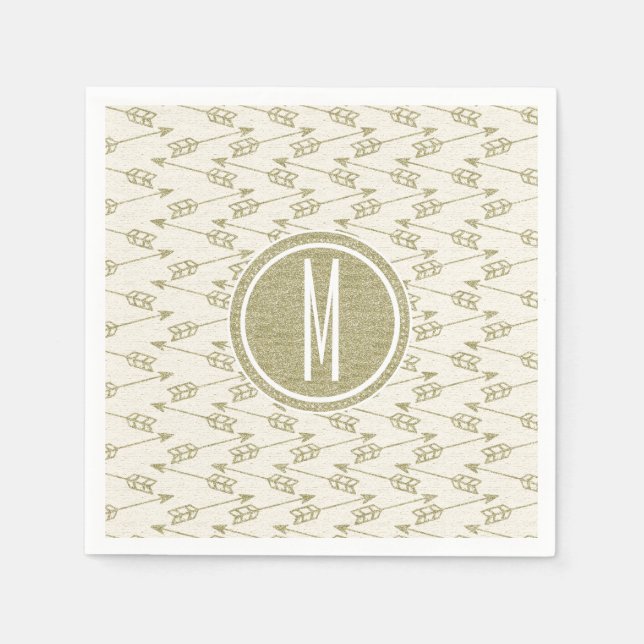 Stampilar | Guld Glitter Monogram Pappersservett (Framsidan)
