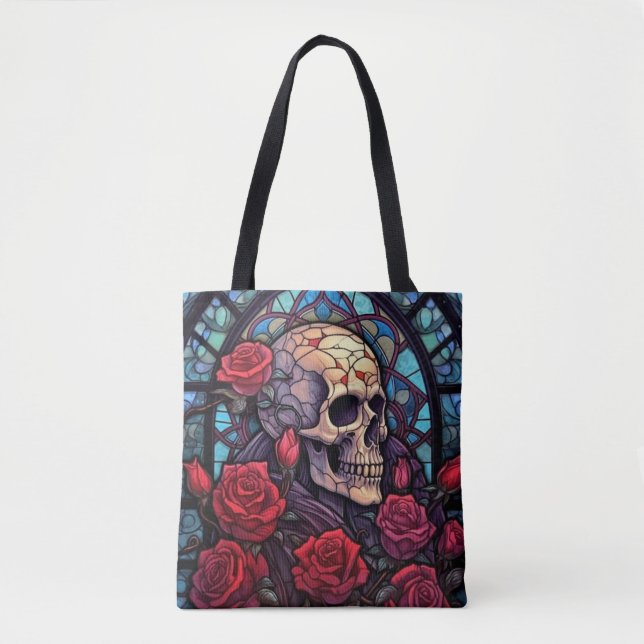 Stämplar och stenar Skull och Ro Tote Bag Tygkasse (Framsida)