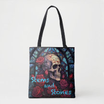 Stämplar och stenar Skull och Ro Tote Bag