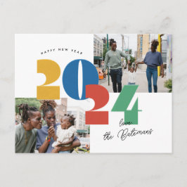 Stämplat Nyår Flatt Fotokort Helg Vykort