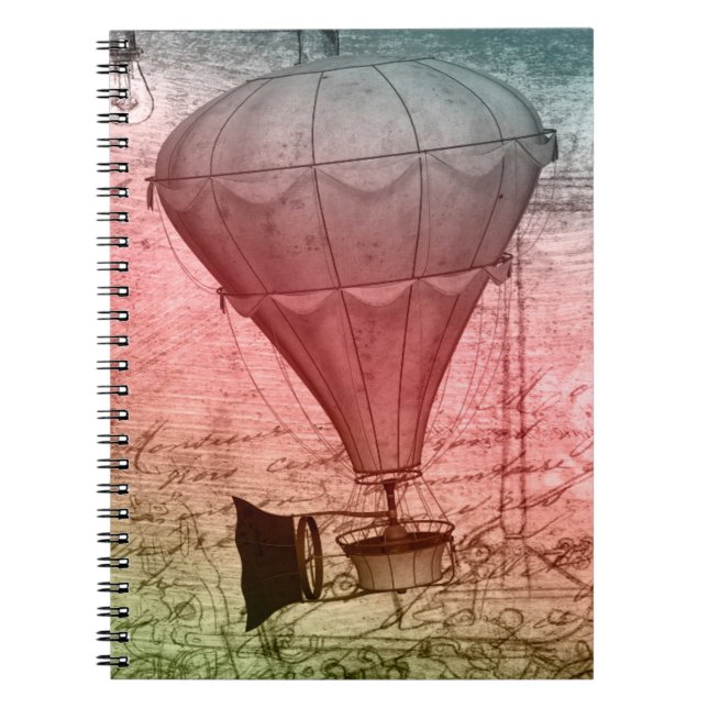 Stampunk-ballong Sketch Hardcover bärbar dator Anteckningsbok (Framsidan)