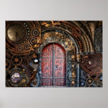 Stampunk-dörr för ingångsklockor