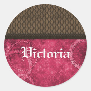 Stampunk för metall, Rosa Runt Klistermärke