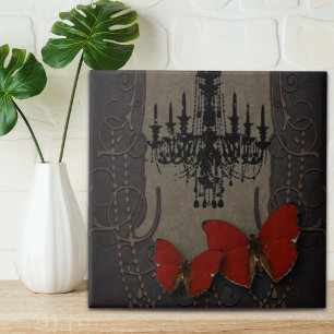 Stampunk goth butterfly paris vintage chandelier kakelplatta