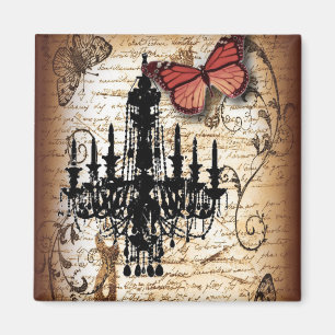 Stampunk goth butterfly paris vintage chandelier magnet