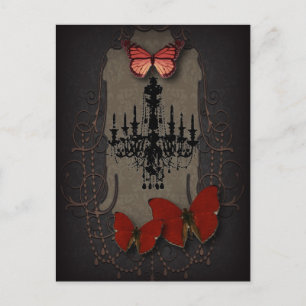Stampunk goth butterfly paris vintage chandelier vykort