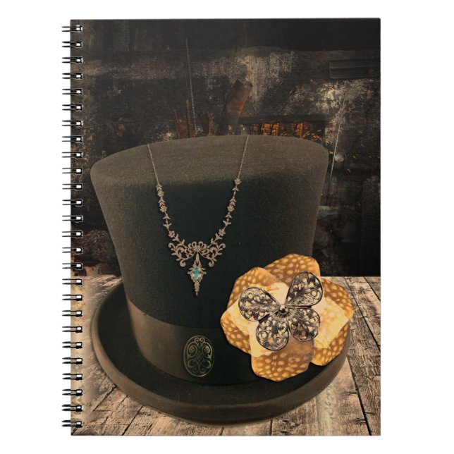 Stampunk Top hat Hardcover bärbar dator Anteckningsbok Med Spiral (Framsidan)