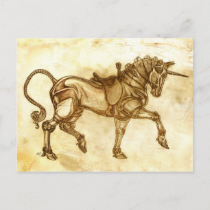 Stampunk Unicorn Sketch-vykort Vykort