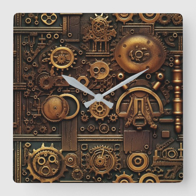 Stampunk Vecka Clock Fyrkantig Klocka (Framsida)